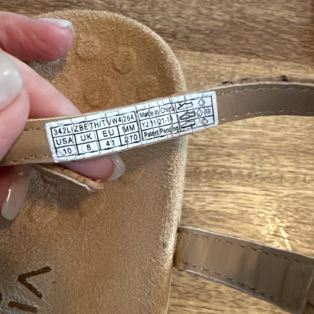 Vionic Lizbeth Sandal Women 10 Gold Cork Leather Orthotic Comfort T-Strap Buckle - Picture 13 of 13